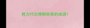 努力付出得到收获的成语