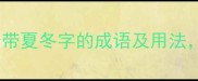 夏冬必学15个带夏冬字的成语及用法秒变语言高手