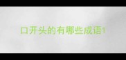 口开头的有哪些成语
