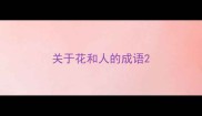 关于花和人的成语
