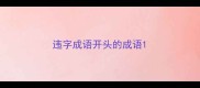 违字成语开头的成语