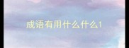 成语有用什么什么