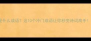 天地是什么成语这10个冷门成语让你秒变诗词高手附超全