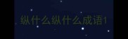纵什么纵什么成语