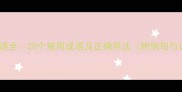 过开头的成语全20个常用成语及正确用法附例句与记忆技巧