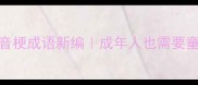 100个搞笑谐音梗成语新编成年人也需要童趣的语文课
