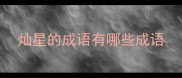 灿星的成语有哪些成语