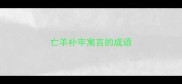 亡羊补牢寓言的成语