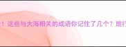 海水成语大全这些与大海相关的成语你记住了几个旅行打卡必看