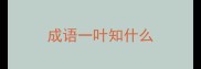 成语一叶知什么