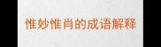 惟妙惟肖的成语解释