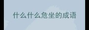 什么什么危坐的成语