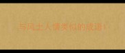 与风土人情类似的成语