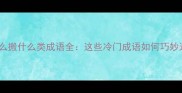 20个什么搬什么类成语全这些冷门成语如何巧妙运用