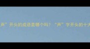 你知道第三个以声开头的成语是哪个吗声字开头的十大经典成语及用法