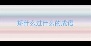 矫什么过什么的成语