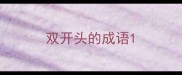 双开头的成语