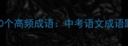 初三必考100个高频成语中考语文成语题满分攻略