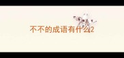 不不的成语有什么