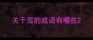 关于雪的成语有哪些