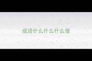 成语什么什么什么俊