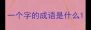 一个字的成语是什么
