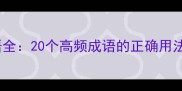 常见易错成语全20个高频成语的正确用法与误用陷阱