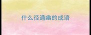什么径通幽的成语