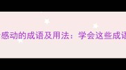 20个最经典的表示感动的成语及用法学会这些成语提升表达感染力