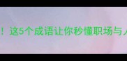 最高的人打一成语这5个成语让你秒懂职场与人生逆袭指南