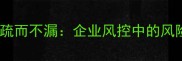 罗网恢恢疏而不漏企业风控中的风险预警机制