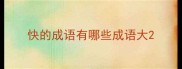 快的成语有哪些成语大