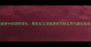 成语中的阴阳双生那些反义词成语的巧妙运用与避坑指南