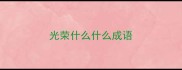 光荣什么什么成语