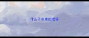 什么子安康的成语
