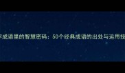 四字成语里的智慧密码50个经典成语的出处与运用技巧