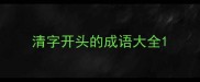 清字开头的成语大全