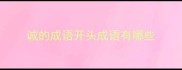 诚的成语开头成语有哪些