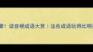 爆款预警谐音梗成语大赏这些成语玩得比明星还6