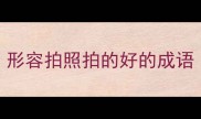 形容拍照拍的好的成语