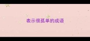 表示很孤单的成语