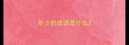 年少的成语是什么