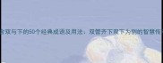 包含双与下的50个经典成语及用法双管齐下双下为例的智慧传承
