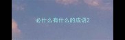 必什么有什么的成语