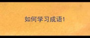 如何学习成语