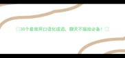 30个最常用口语化成语聊天不尴尬必备