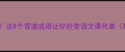 雪中送炭这8个雪道成语让你秒变语文课代表附用法