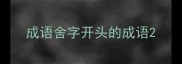 成语舍字开头的成语