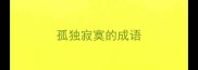 孤独寂寞的成语