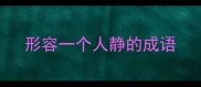 形容一个人静的成语